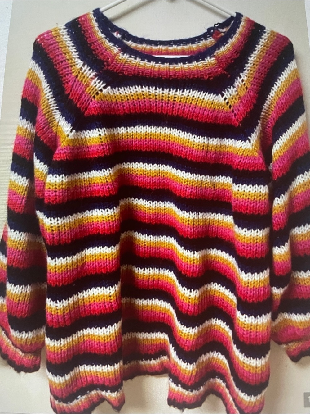 JODIFL Striped Crewneck Sweater in Pink, Yellow, Black, White